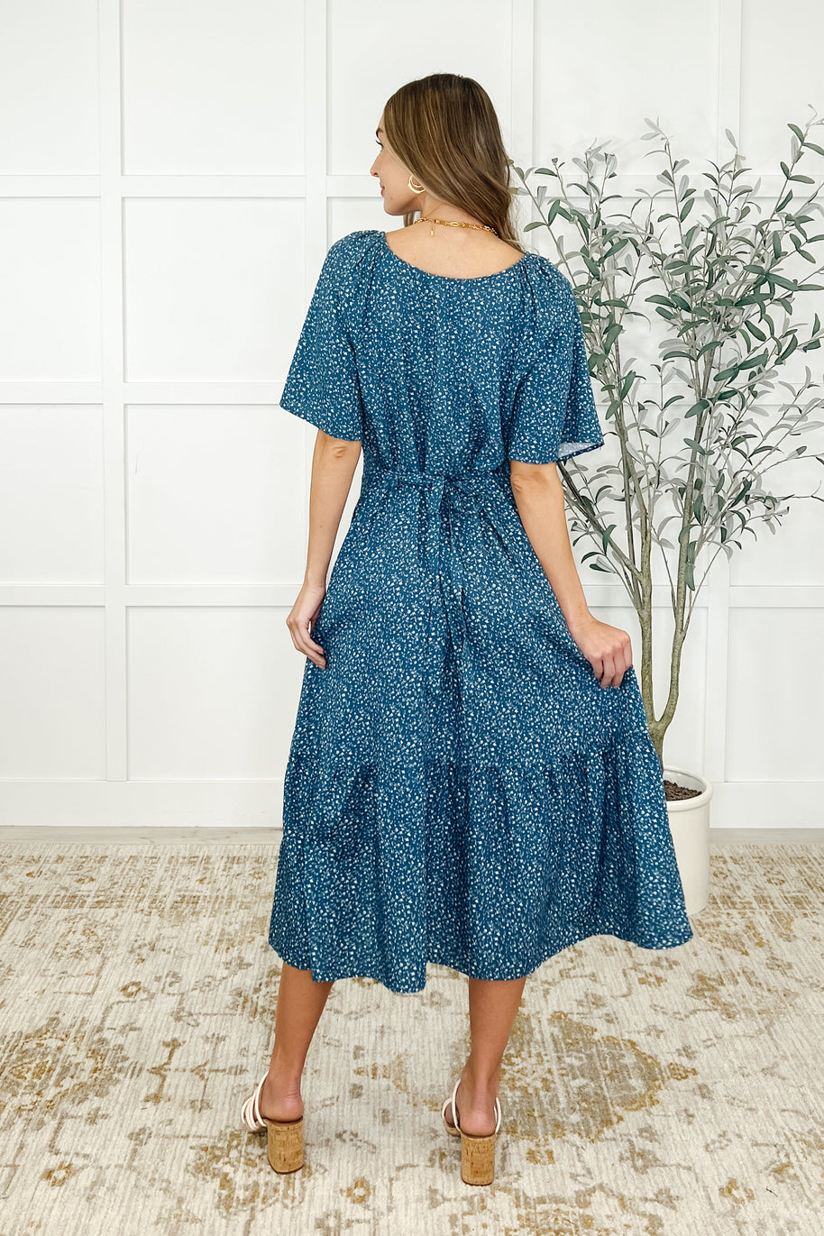 Olive Dress in Blue Vineyard-Womens-Ave Shops-[option4]-[option5]-[option6]-[option7]-[option8]-Shop-Boutique-Clothing-for-Women-Online
