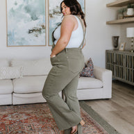 Olivia Control Top Release Hem Overalls in Olive-Denim-Ave Shops-[option4]-[option5]-[option6]-[option7]-[option8]-Shop-Boutique-Clothing-for-Women-Online