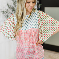 Outside Advantage Mixed Print Boho Blouse-Womens-Ave Shops-[option4]-[option5]-[option6]-[option7]-[option8]-Shop-Boutique-Clothing-for-Women-Online