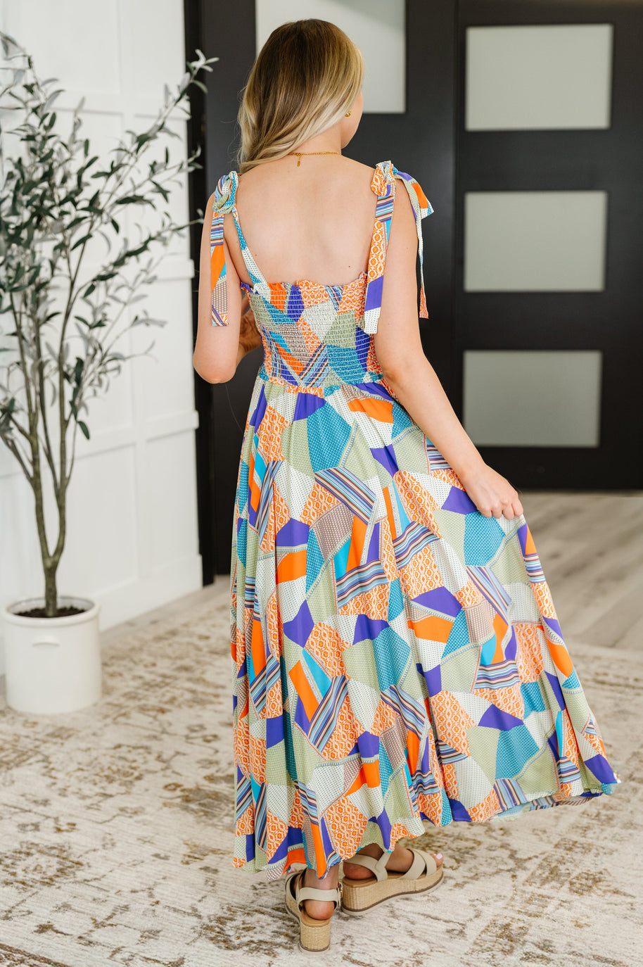 Paint Me Pretty Square Neck Dress in Lime, Blue and Tangerine-Womens-Ave Shops-[option4]-[option5]-[option6]-[option7]-[option8]-Shop-Boutique-Clothing-for-Women-Online