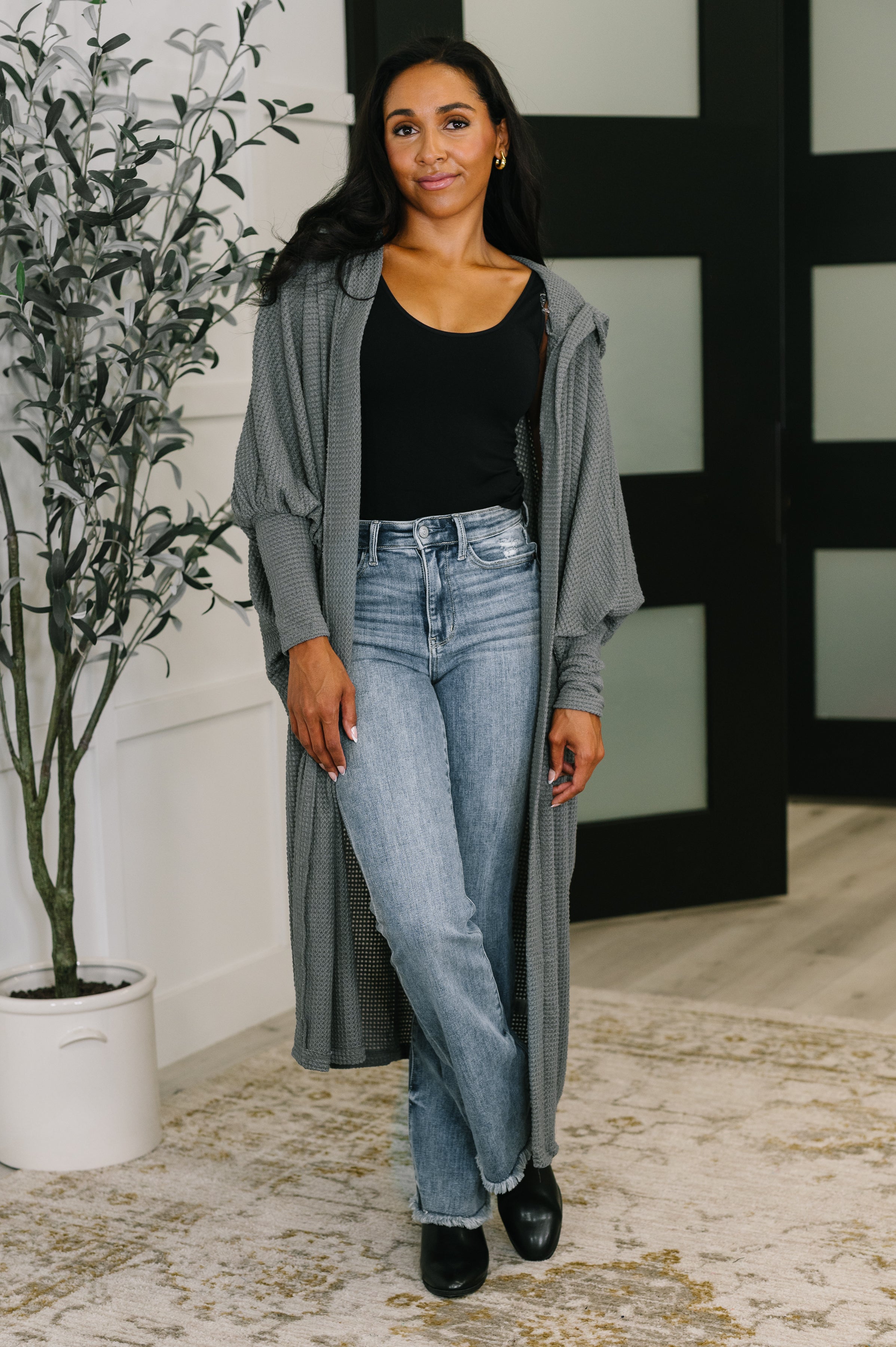 Pamper Travel Hooded Cardigan in Charcoal-Womens-Ave Shops-[option4]-[option5]-[option6]-[option7]-[option8]-Shop-Boutique-Clothing-for-Women-Online
