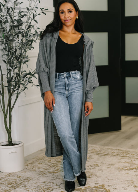 Pamper Travel Hooded Cardigan in Charcoal-Womens-Ave Shops-[option4]-[option5]-[option6]-[option7]-[option8]-Shop-Boutique-Clothing-for-Women-Online
