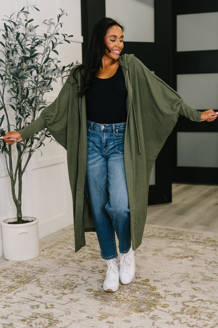 Pamper Travel Hooded Cardigan in Olive-Womens-Ave Shops-[option4]-[option5]-[option6]-[option7]-[option8]-Shop-Boutique-Clothing-for-Women-Online