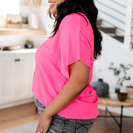 Passionately Pink V Neck Blouse-Tops-Ave Shops-[option4]-[option5]-[option6]-[option7]-[option8]-Shop-Boutique-Clothing-for-Women-Online