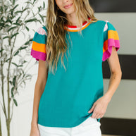 Perfect Playlist Color Block Sleeve Top-Womens-Ave Shops-[option4]-[option5]-[option6]-[option7]-[option8]-Shop-Boutique-Clothing-for-Women-Online