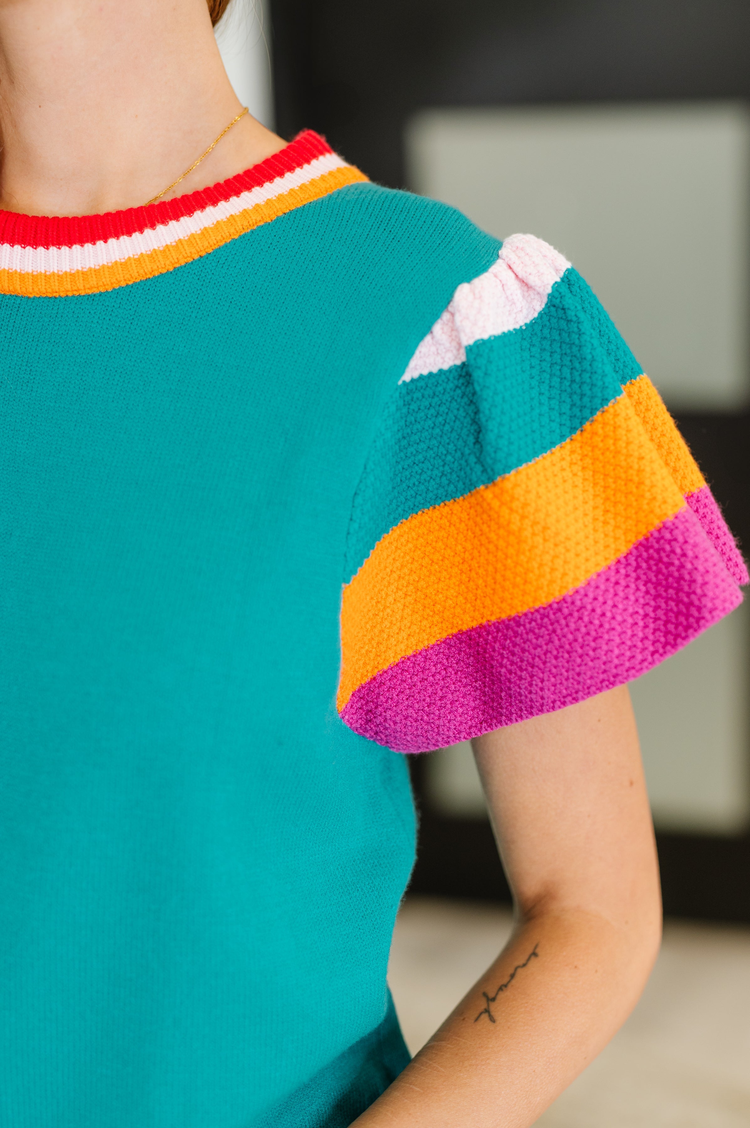 Perfect Playlist Color Block Sleeve Top-Womens-Ave Shops-[option4]-[option5]-[option6]-[option7]-[option8]-Shop-Boutique-Clothing-for-Women-Online
