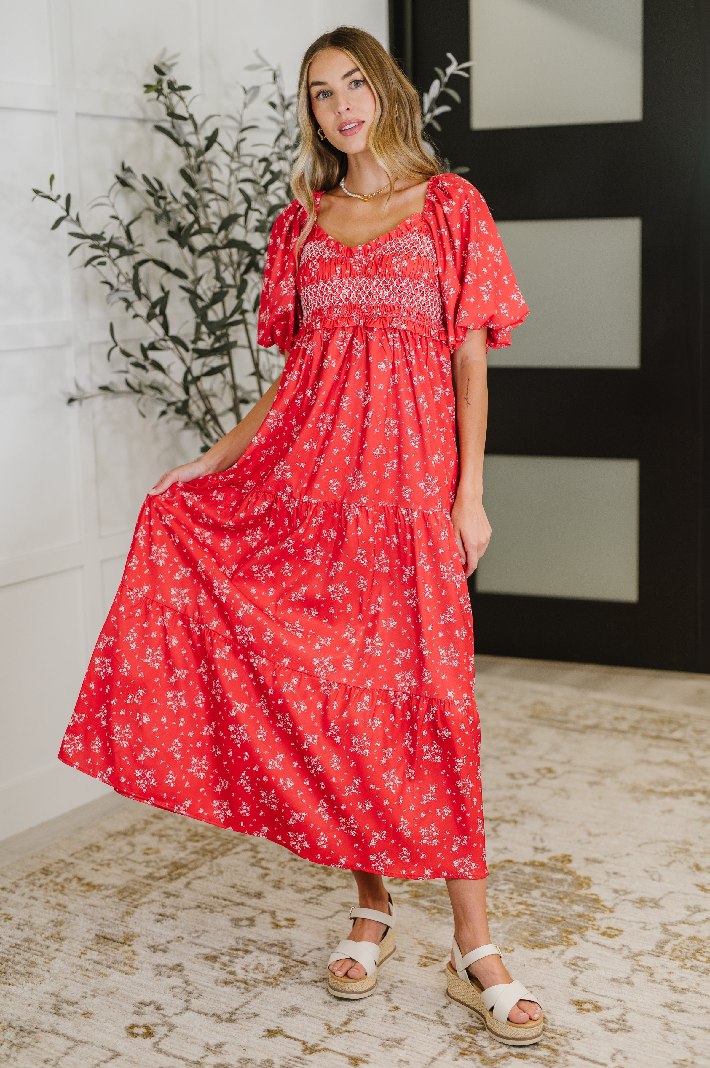 Petals & Promises V-Neck Dress in Red Multi-Womens-Ave Shops-[option4]-[option5]-[option6]-[option7]-[option8]-Shop-Boutique-Clothing-for-Women-Online