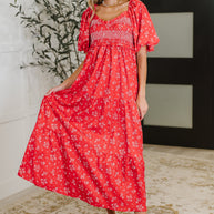 Petals & Promises V-Neck Dress in Red Multi-Womens-Ave Shops-[option4]-[option5]-[option6]-[option7]-[option8]-Shop-Boutique-Clothing-for-Women-Online