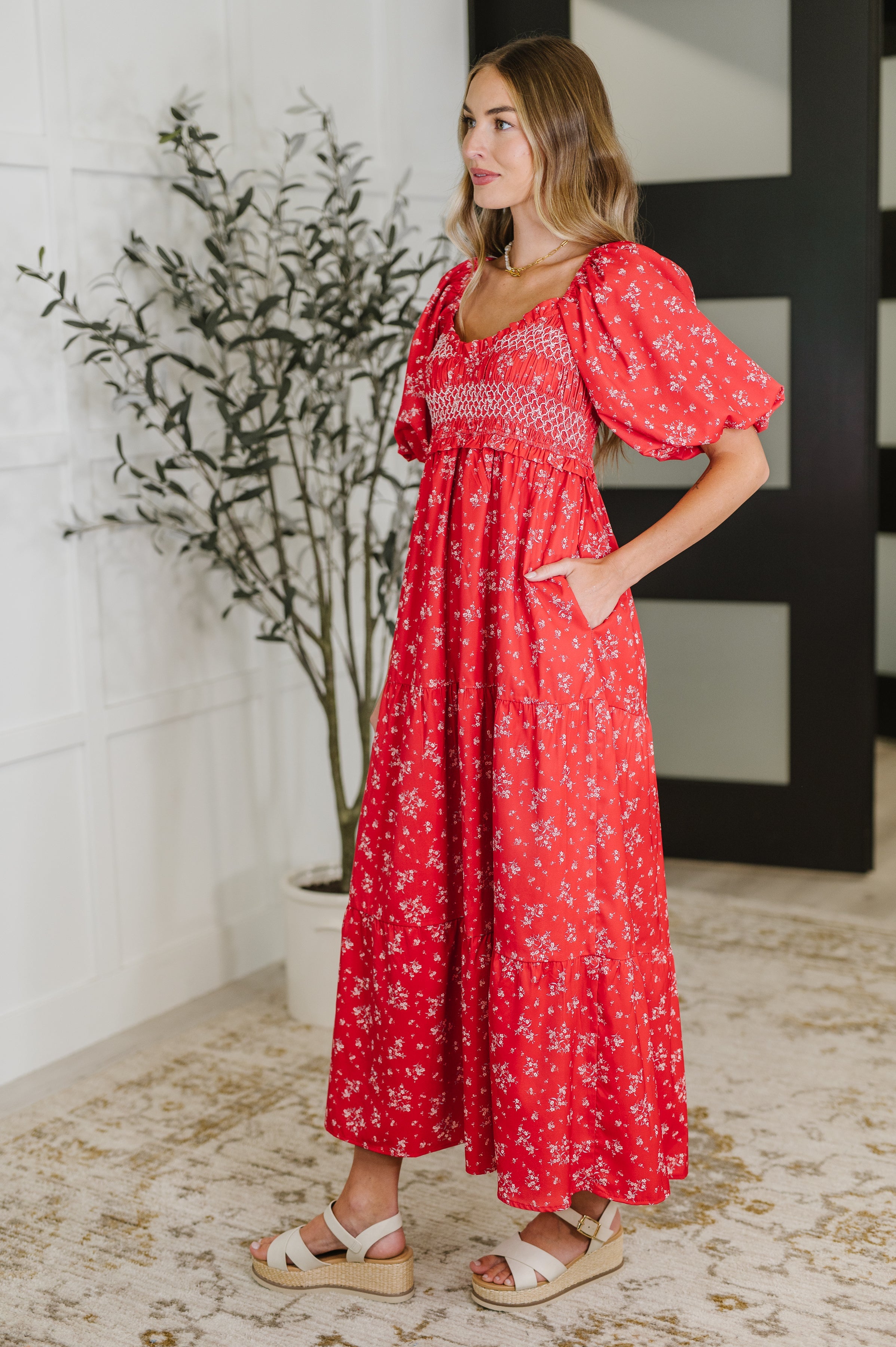 Petals & Promises V-Neck Dress in Red Multi-Womens-Ave Shops-[option4]-[option5]-[option6]-[option7]-[option8]-Shop-Boutique-Clothing-for-Women-Online