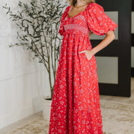 Petals & Promises V-Neck Dress in Red Multi-Womens-Ave Shops-[option4]-[option5]-[option6]-[option7]-[option8]-Shop-Boutique-Clothing-for-Women-Online