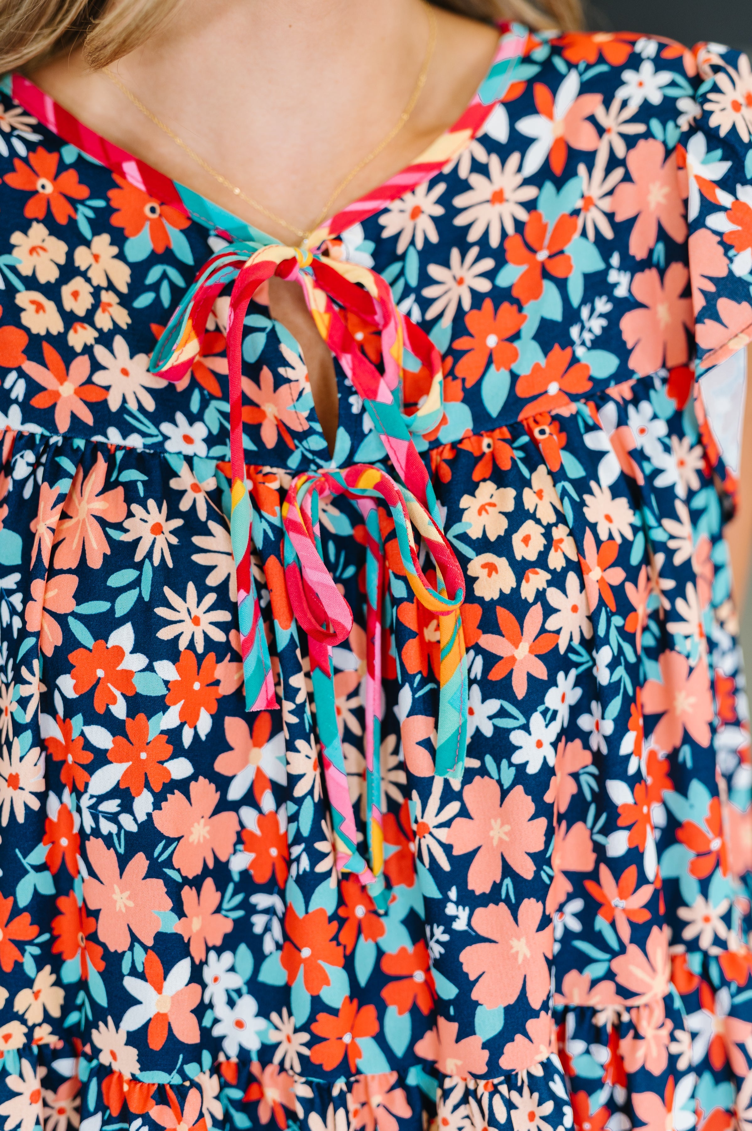 Petal to the Metal Flutter Sleeve Dress in Navy/Coral-Womens-Ave Shops-[option4]-[option5]-[option6]-[option7]-[option8]-Shop-Boutique-Clothing-for-Women-Online