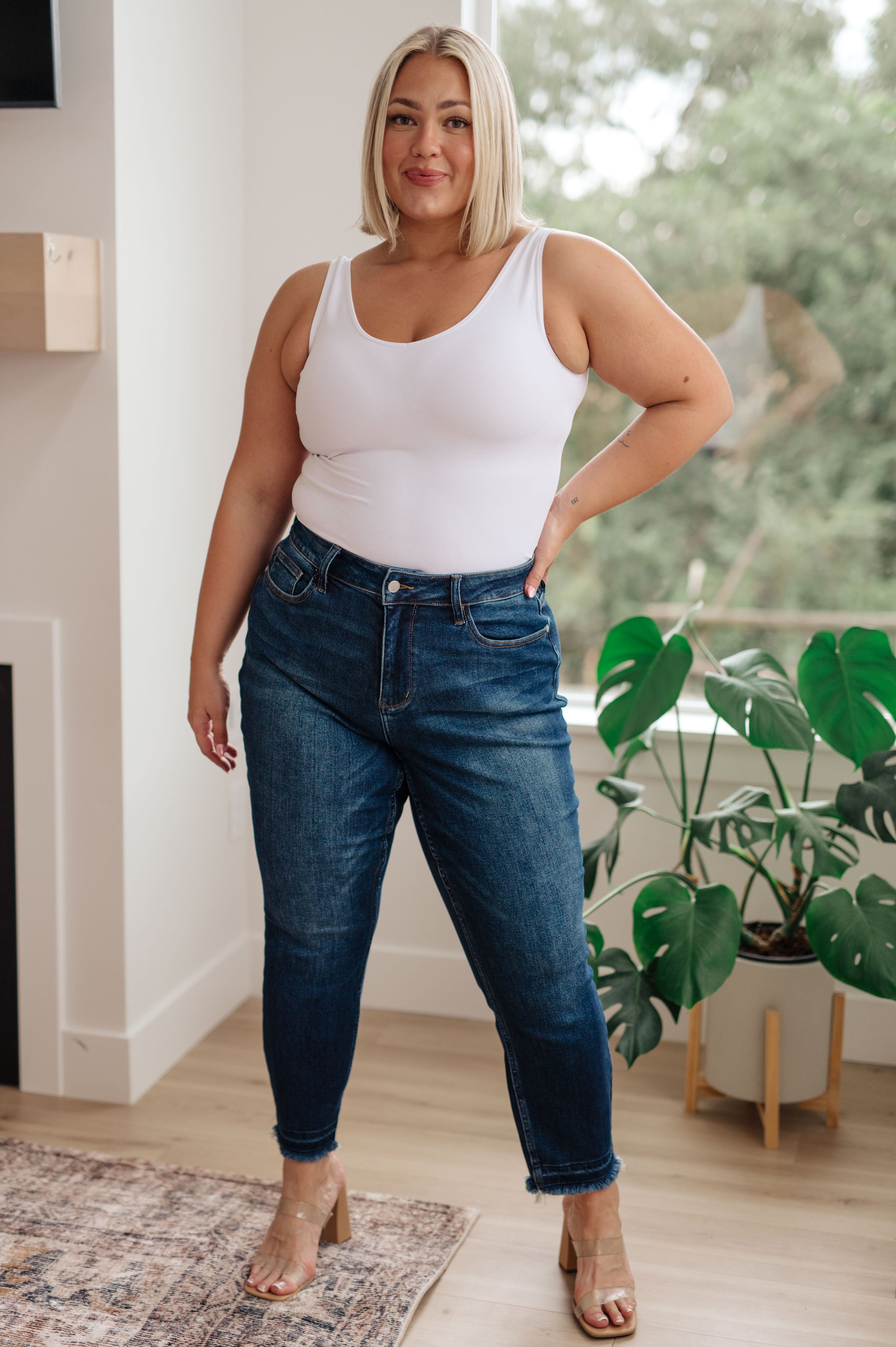 Phillipa High Rise Release Hem Slim Jeans-Denim-Ave Shops-[option4]-[option5]-[option6]-[option7]-[option8]-Shop-Boutique-Clothing-for-Women-Online