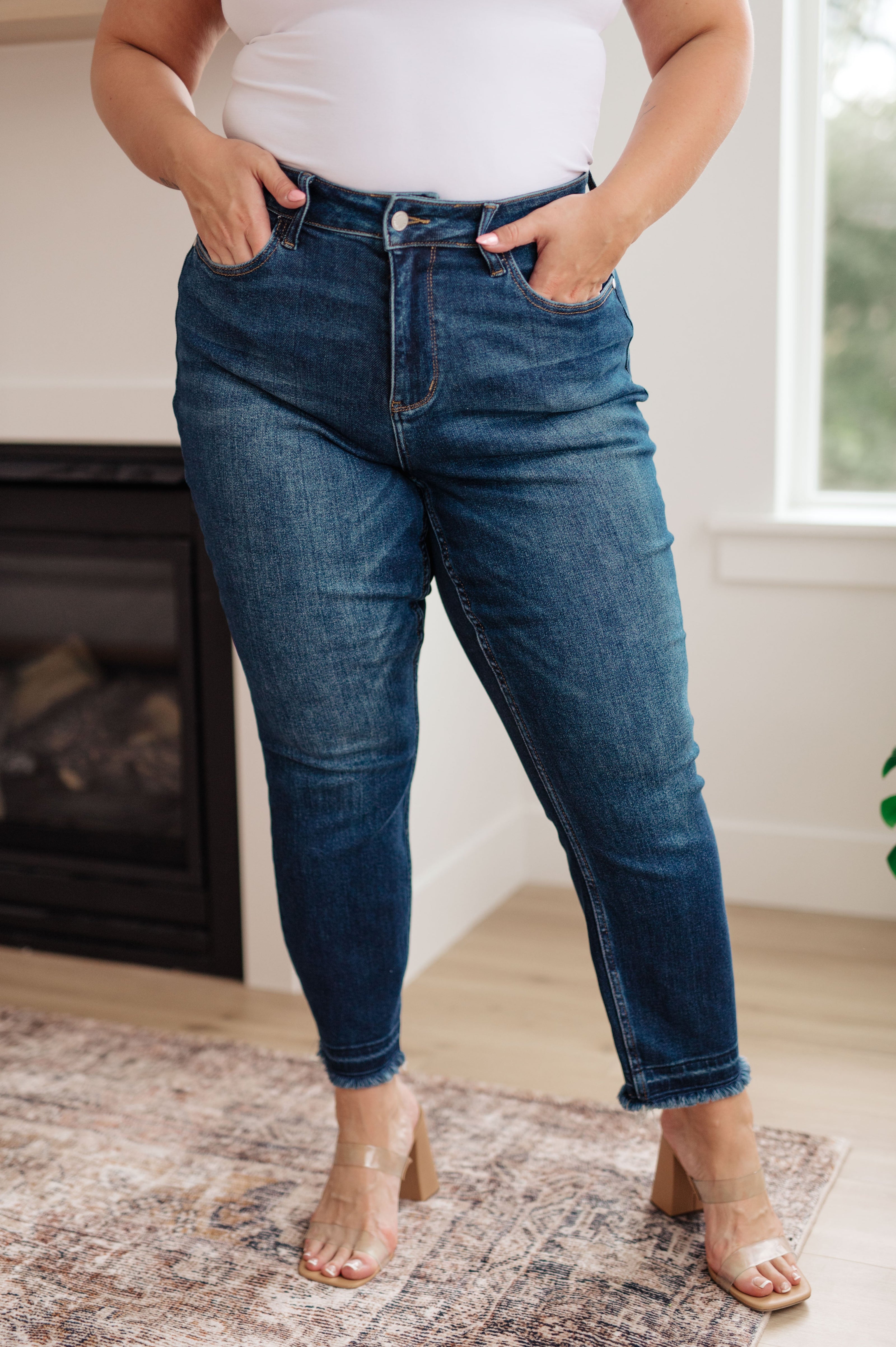 Phillipa High Rise Release Hem Slim Jeans-Denim-Ave Shops-[option4]-[option5]-[option6]-[option7]-[option8]-Shop-Boutique-Clothing-for-Women-Online