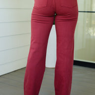 Judy Blue Phoebe High Rise Front Seam Straight Jeans in Burgundy-Denim-Ave Shops-[option4]-[option5]-[option6]-[option7]-[option8]-Shop-Boutique-Clothing-for-Women-Online
