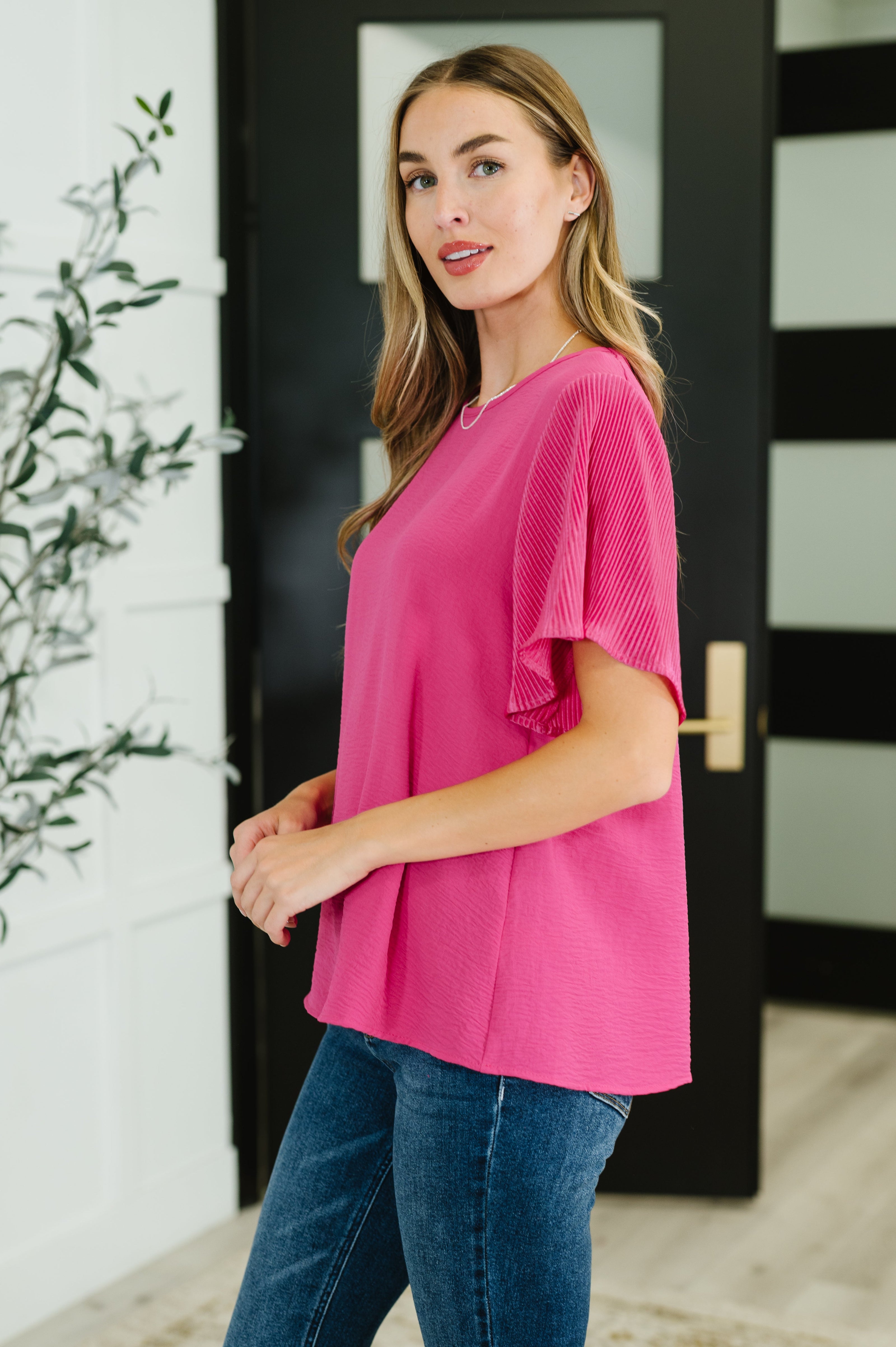 Pink and Perfect Ruffle Sleeve Top-Tops-Ave Shops-[option4]-[option5]-[option6]-[option7]-[option8]-Shop-Boutique-Clothing-for-Women-Online