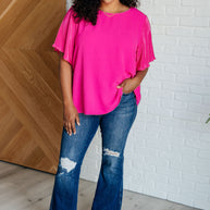 Pink and Perfect Ruffle Sleeve Top-Tops-Ave Shops-[option4]-[option5]-[option6]-[option7]-[option8]-Shop-Boutique-Clothing-for-Women-Online