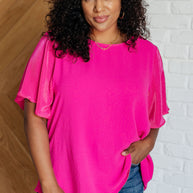 Pink and Perfect Ruffle Sleeve Top-Tops-Ave Shops-[option4]-[option5]-[option6]-[option7]-[option8]-Shop-Boutique-Clothing-for-Women-Online