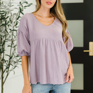 Pleasantly Perfect Bubble Sleeve Peasant Blouse-Blouses-Ave Shops-[option4]-[option5]-[option6]-[option7]-[option8]-Shop-Boutique-Clothing-for-Women-Online