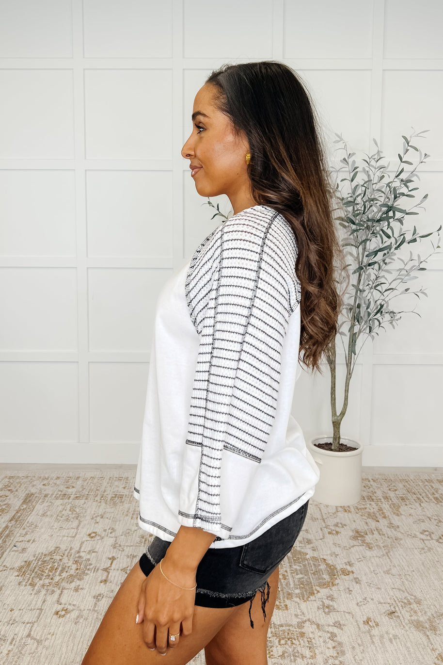 Preoccupied Striped Sleeve Top in Black-Womens-Ave Shops-[option4]-[option5]-[option6]-[option7]-[option8]-Shop-Boutique-Clothing-for-Women-Online