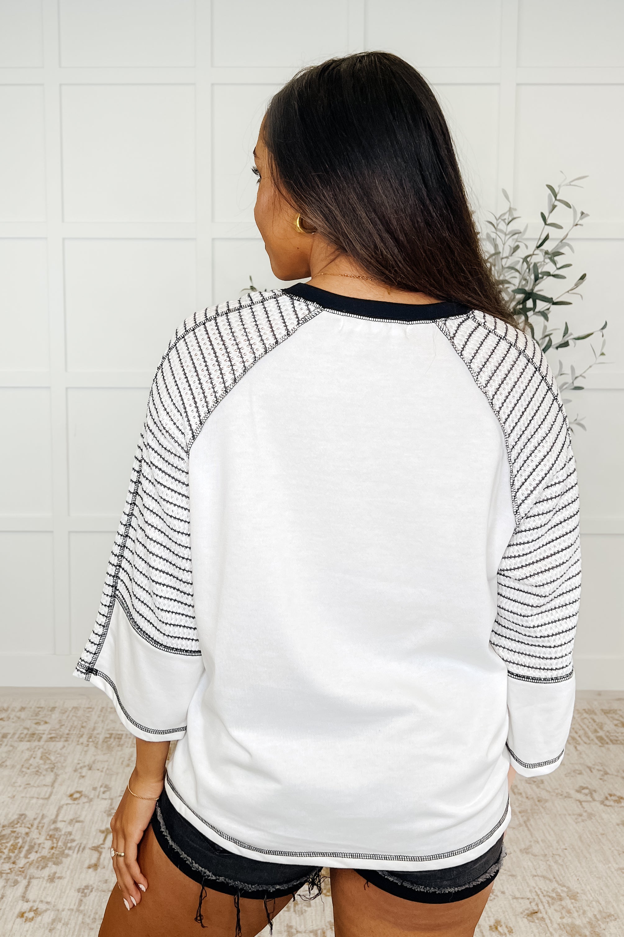 Preoccupied Striped Sleeve Top in Black-Womens-Ave Shops-[option4]-[option5]-[option6]-[option7]-[option8]-Shop-Boutique-Clothing-for-Women-Online