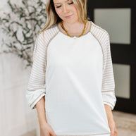 Preoccupied Striped Sleeve Top in Tan-Womens-Ave Shops-[option4]-[option5]-[option6]-[option7]-[option8]-Shop-Boutique-Clothing-for-Women-Online