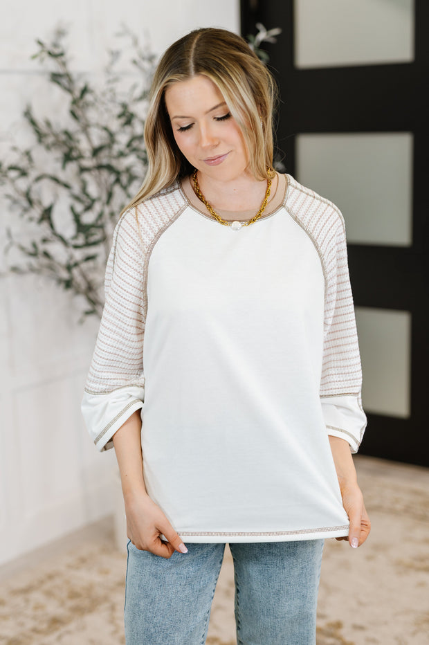 Preoccupied Striped Sleeve Top in Tan-Womens-Ave Shops-[option4]-[option5]-[option6]-[option7]-[option8]-Shop-Boutique-Clothing-for-Women-Online