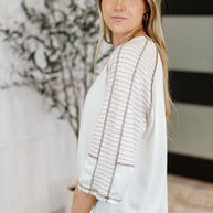 Preoccupied Striped Sleeve Top in Tan-Womens-Ave Shops-[option4]-[option5]-[option6]-[option7]-[option8]-Shop-Boutique-Clothing-for-Women-Online
