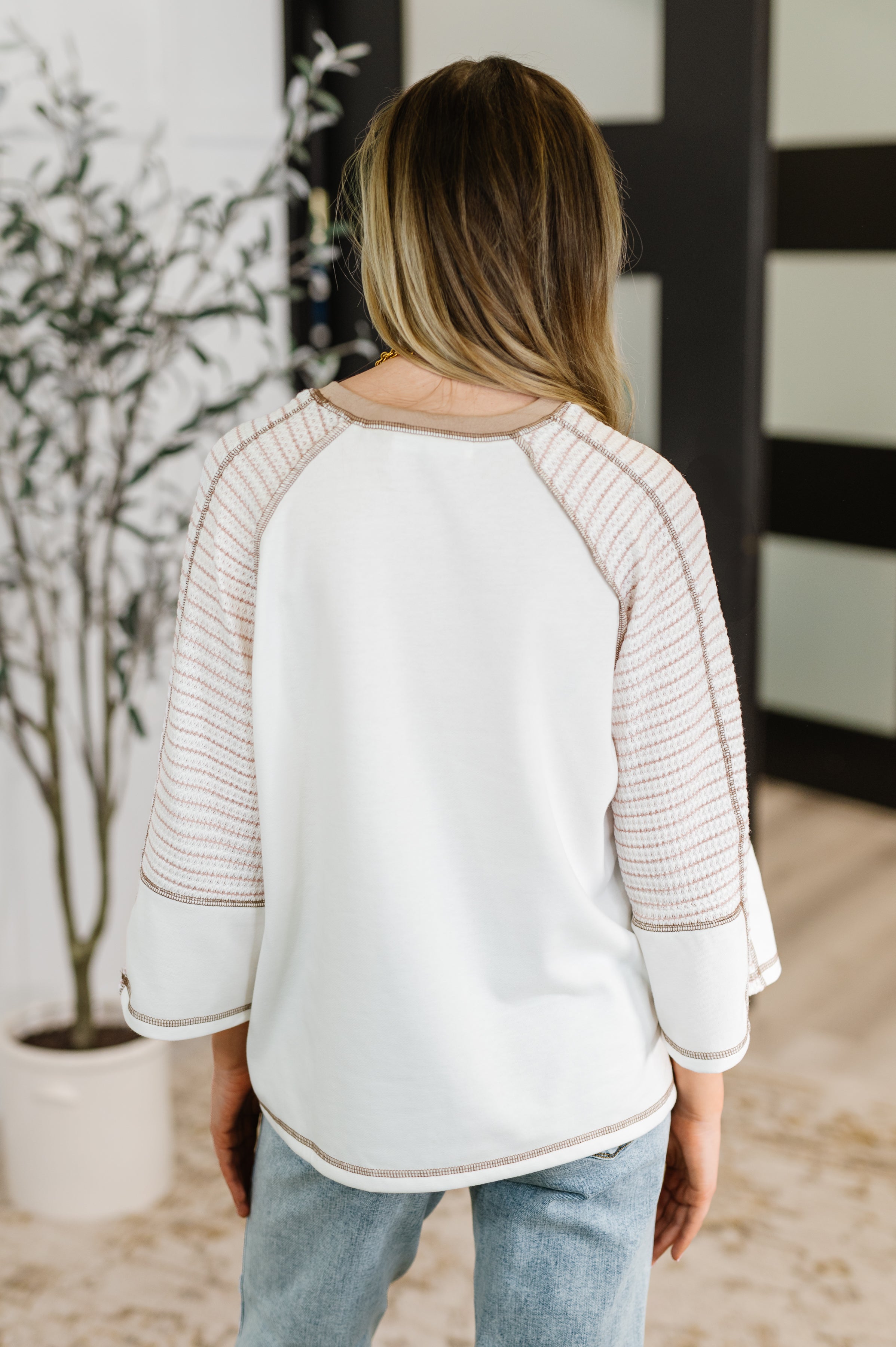 Preoccupied Striped Sleeve Top in Tan-Womens-Ave Shops-[option4]-[option5]-[option6]-[option7]-[option8]-Shop-Boutique-Clothing-for-Women-Online