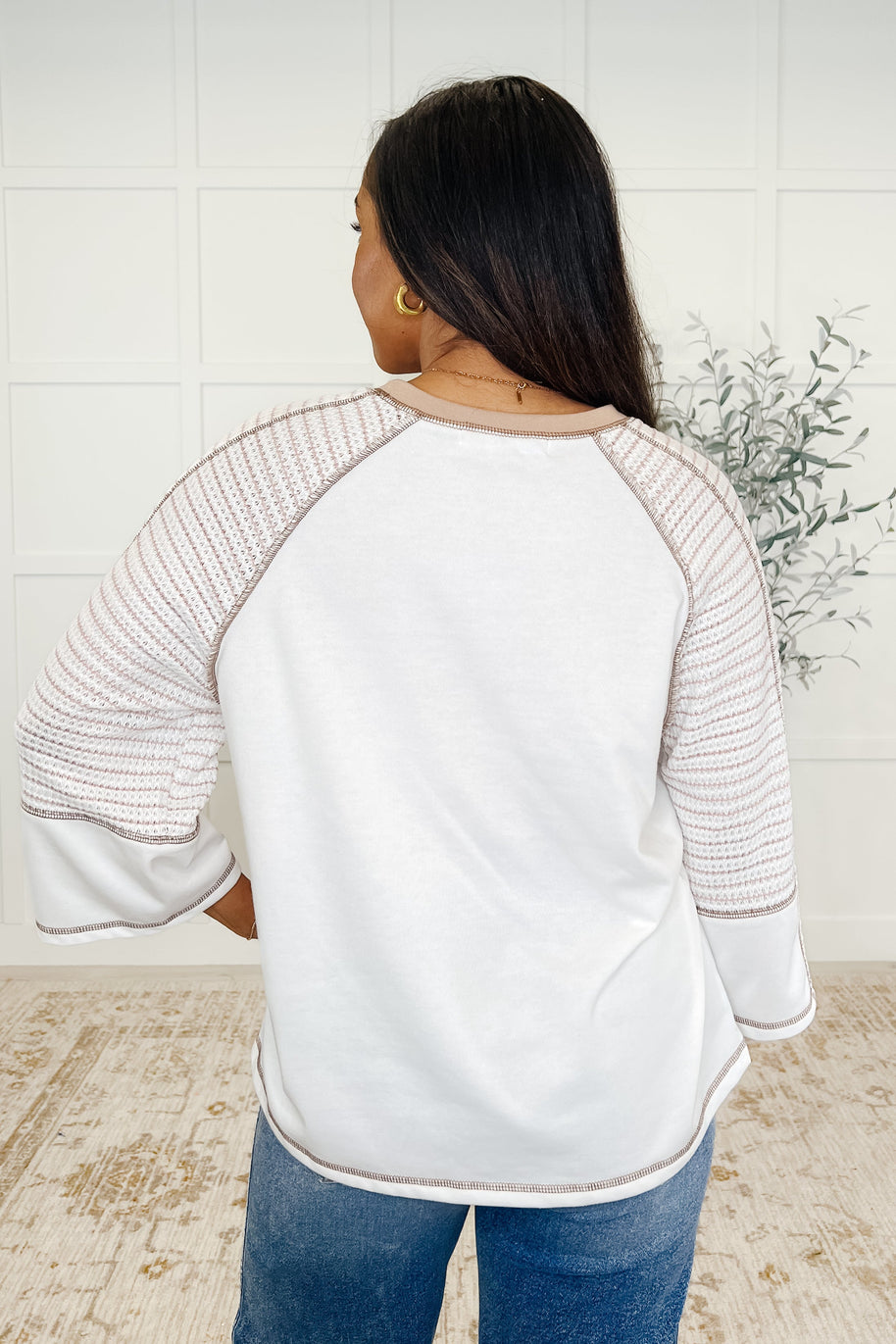 Preoccupied Striped Sleeve Top in Tan-Womens-Ave Shops-[option4]-[option5]-[option6]-[option7]-[option8]-Shop-Boutique-Clothing-for-Women-Online