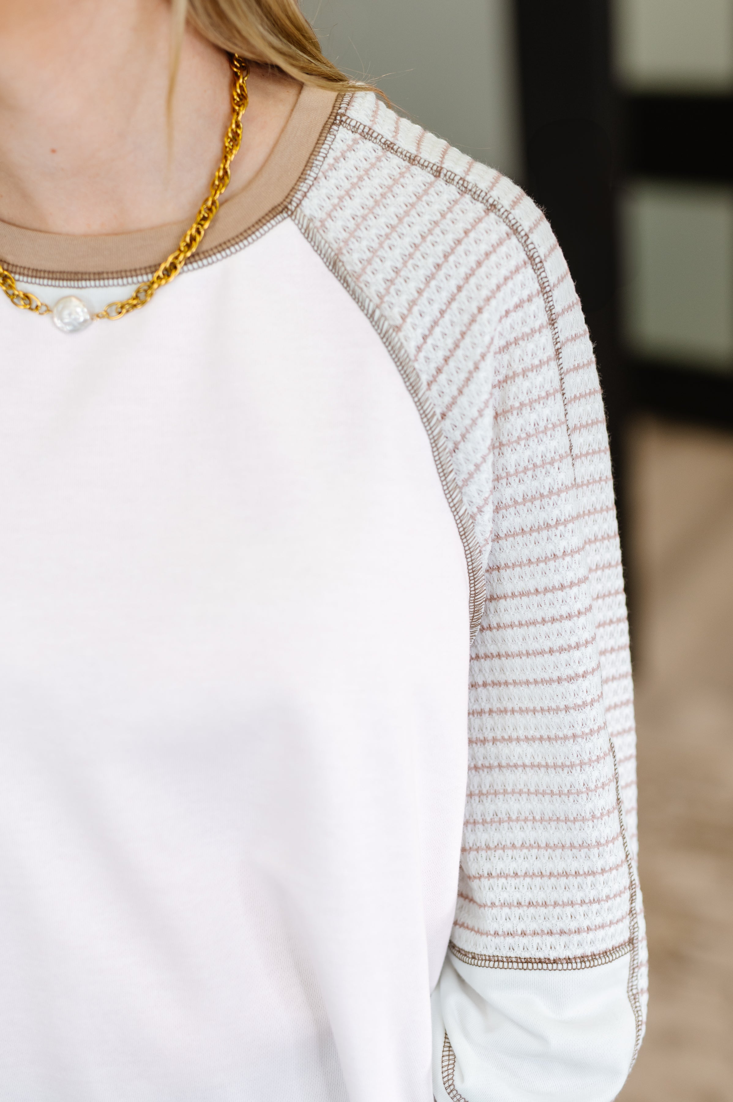 Preoccupied Striped Sleeve Top in Tan-Womens-Ave Shops-[option4]-[option5]-[option6]-[option7]-[option8]-Shop-Boutique-Clothing-for-Women-Online