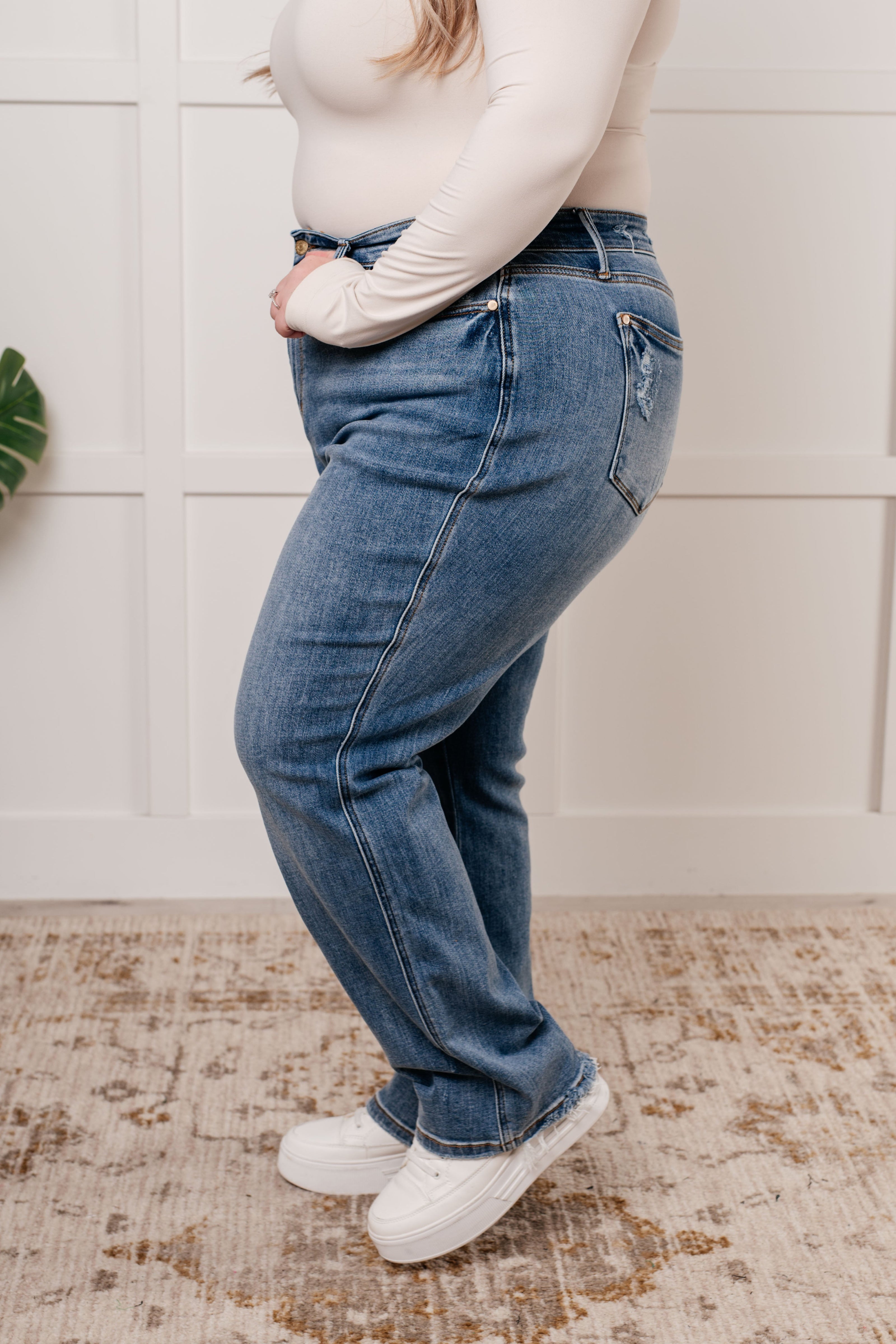 Judy Blue Quinn Mid Rise Cell Phone Pocket Dad Jeans-Womens-Ave Shops-[option4]-[option5]-[option6]-[option7]-[option8]-Shop-Boutique-Clothing-for-Women-Online