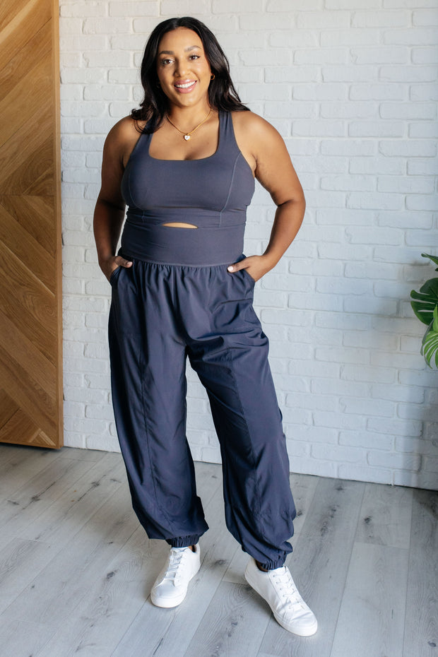 Raising Heart Rate Cutout Jumpsuit in Charcoal-Athleisure-Ave Shops-[option4]-[option5]-[option6]-[option7]-[option8]-Shop-Boutique-Clothing-for-Women-Online