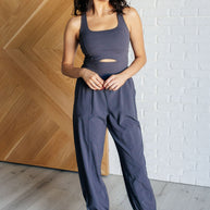 Raising Heart Rate Cutout Jumpsuit in Charcoal-Athleisure-Ave Shops-[option4]-[option5]-[option6]-[option7]-[option8]-Shop-Boutique-Clothing-for-Women-Online