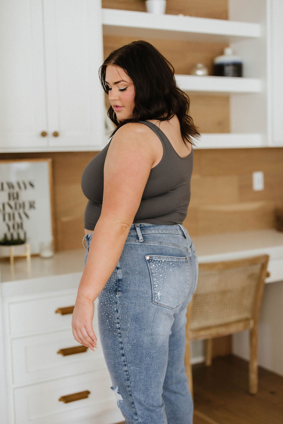 Relevant Ribbed Seamless Reversible Tank in Charcoal-Tops-Ave Shops-[option4]-[option5]-[option6]-[option7]-[option8]-Shop-Boutique-Clothing-for-Women-Online