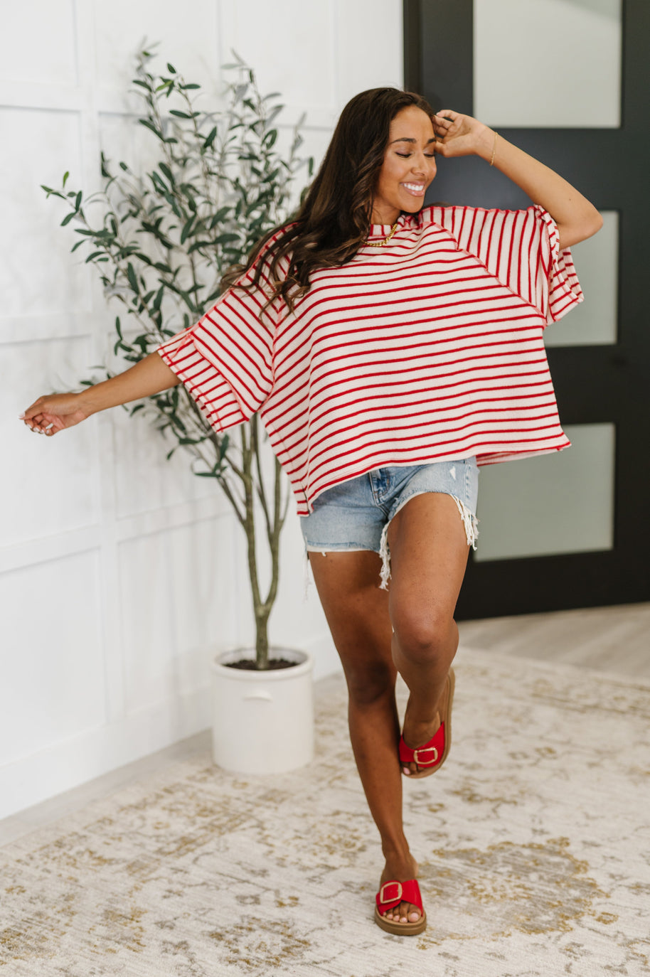 Sass in Session Relaxed Top in Cream Red-Womens-Ave Shops-[option4]-[option5]-[option6]-[option7]-[option8]-Shop-Boutique-Clothing-for-Women-Online