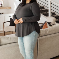 Scoop Me Up Long Sleeve Top in Ash Grey-Tops-Ave Shops-[option4]-[option5]-[option6]-[option7]-[option8]-Shop-Boutique-Clothing-for-Women-Online