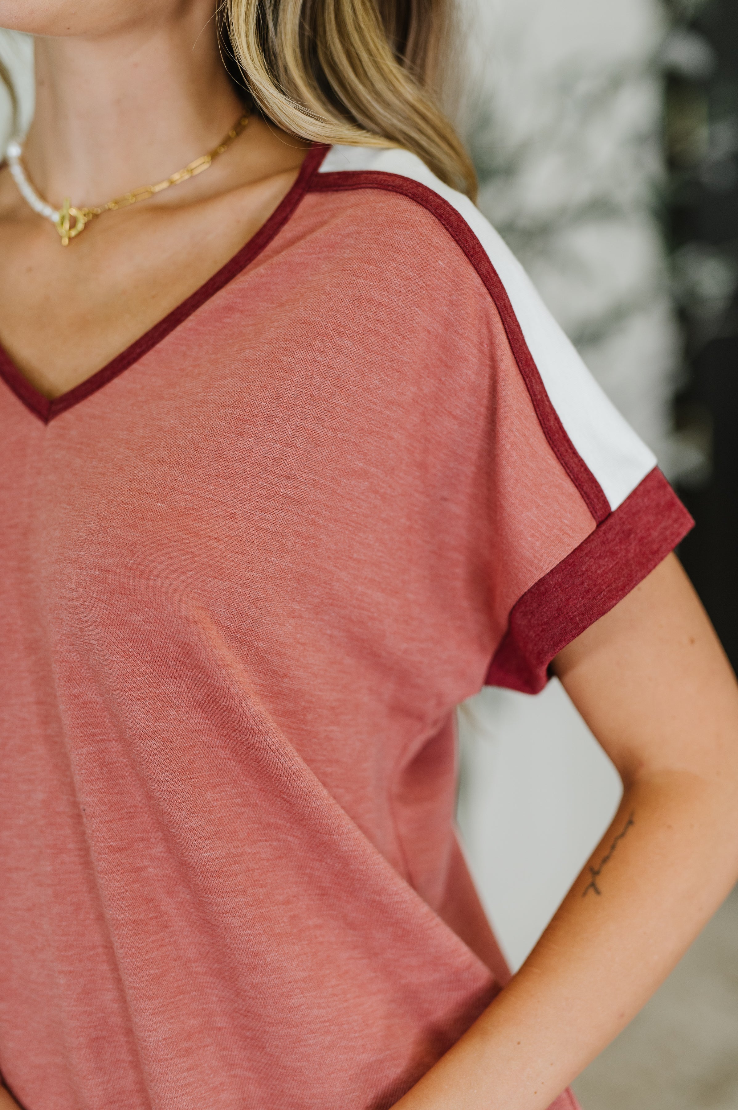 Sew Into You V-Neck Top in Light Rust-Womens-Ave Shops-[option4]-[option5]-[option6]-[option7]-[option8]-Shop-Boutique-Clothing-for-Women-Online