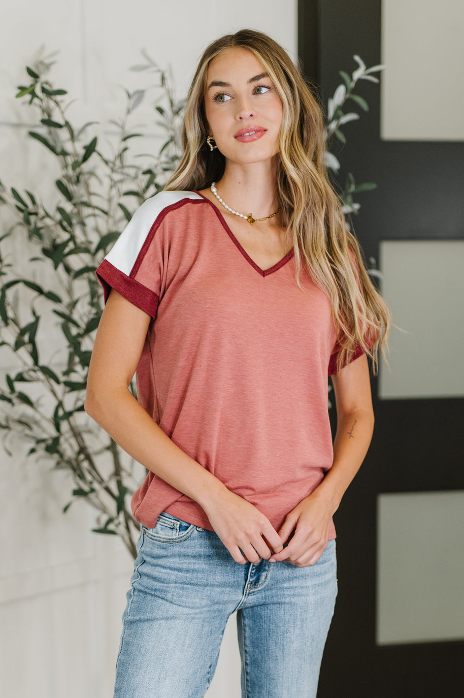 Sew Into You V-Neck Top in Light Rust-Womens-Ave Shops-[option4]-[option5]-[option6]-[option7]-[option8]-Shop-Boutique-Clothing-for-Women-Online