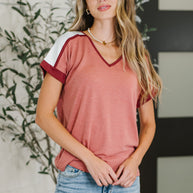 Sew Into You V-Neck Top in Light Rust-Womens-Ave Shops-[option4]-[option5]-[option6]-[option7]-[option8]-Shop-Boutique-Clothing-for-Women-Online