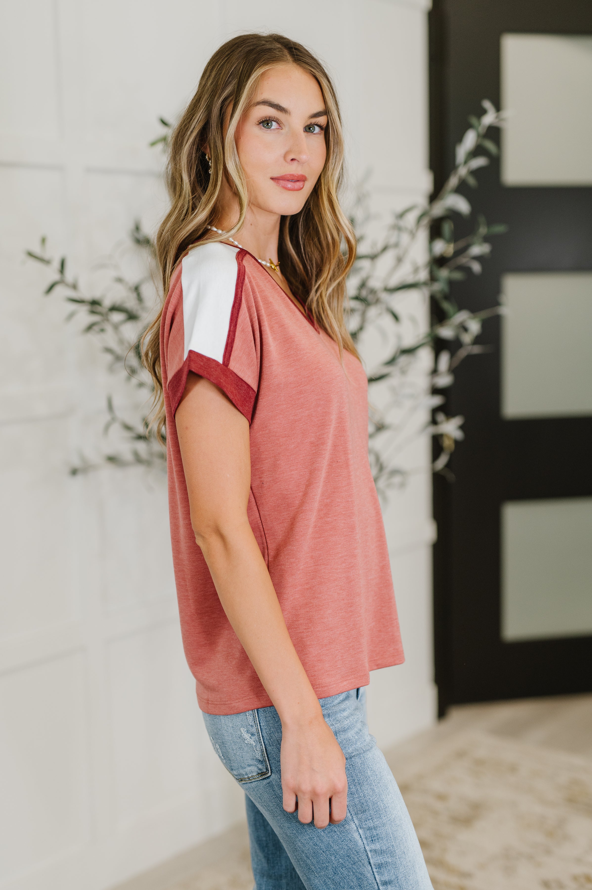 Sew Into You V-Neck Top in Light Rust-Womens-Ave Shops-[option4]-[option5]-[option6]-[option7]-[option8]-Shop-Boutique-Clothing-for-Women-Online
