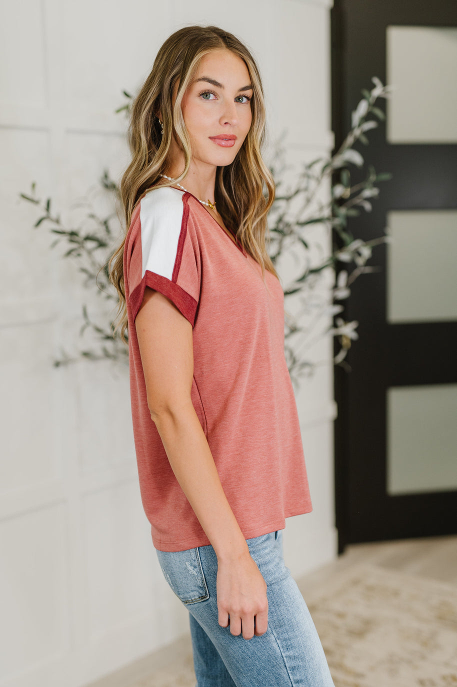 Sew Into You V-Neck Top in Light Rust-Womens-Ave Shops-[option4]-[option5]-[option6]-[option7]-[option8]-Shop-Boutique-Clothing-for-Women-Online