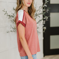 Sew Into You V-Neck Top in Light Rust-Womens-Ave Shops-[option4]-[option5]-[option6]-[option7]-[option8]-Shop-Boutique-Clothing-for-Women-Online