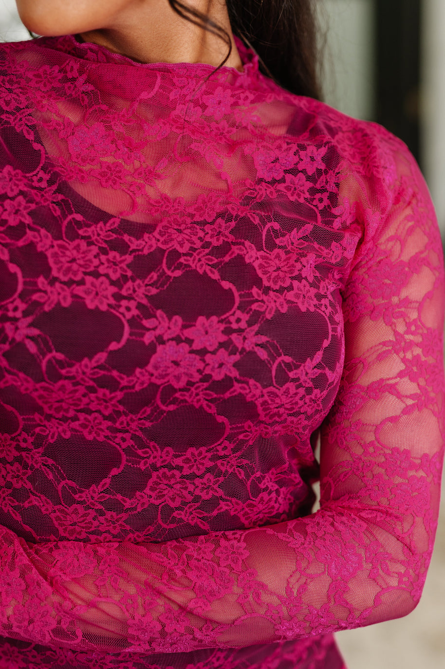 Sheer Intentions Lace Layering Top Fuchsia-Womens-Ave Shops-[option4]-[option5]-[option6]-[option7]-[option8]-Shop-Boutique-Clothing-for-Women-Online