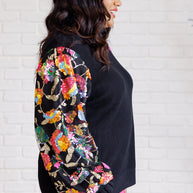 She is the Party Floral Sequins Mesh Sleeve Top-Tops-Ave Shops-[option4]-[option5]-[option6]-[option7]-[option8]-Shop-Boutique-Clothing-for-Women-Online