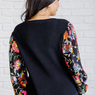 She is the Party Floral Sequins Mesh Sleeve Top-Tops-Ave Shops-[option4]-[option5]-[option6]-[option7]-[option8]-Shop-Boutique-Clothing-for-Women-Online