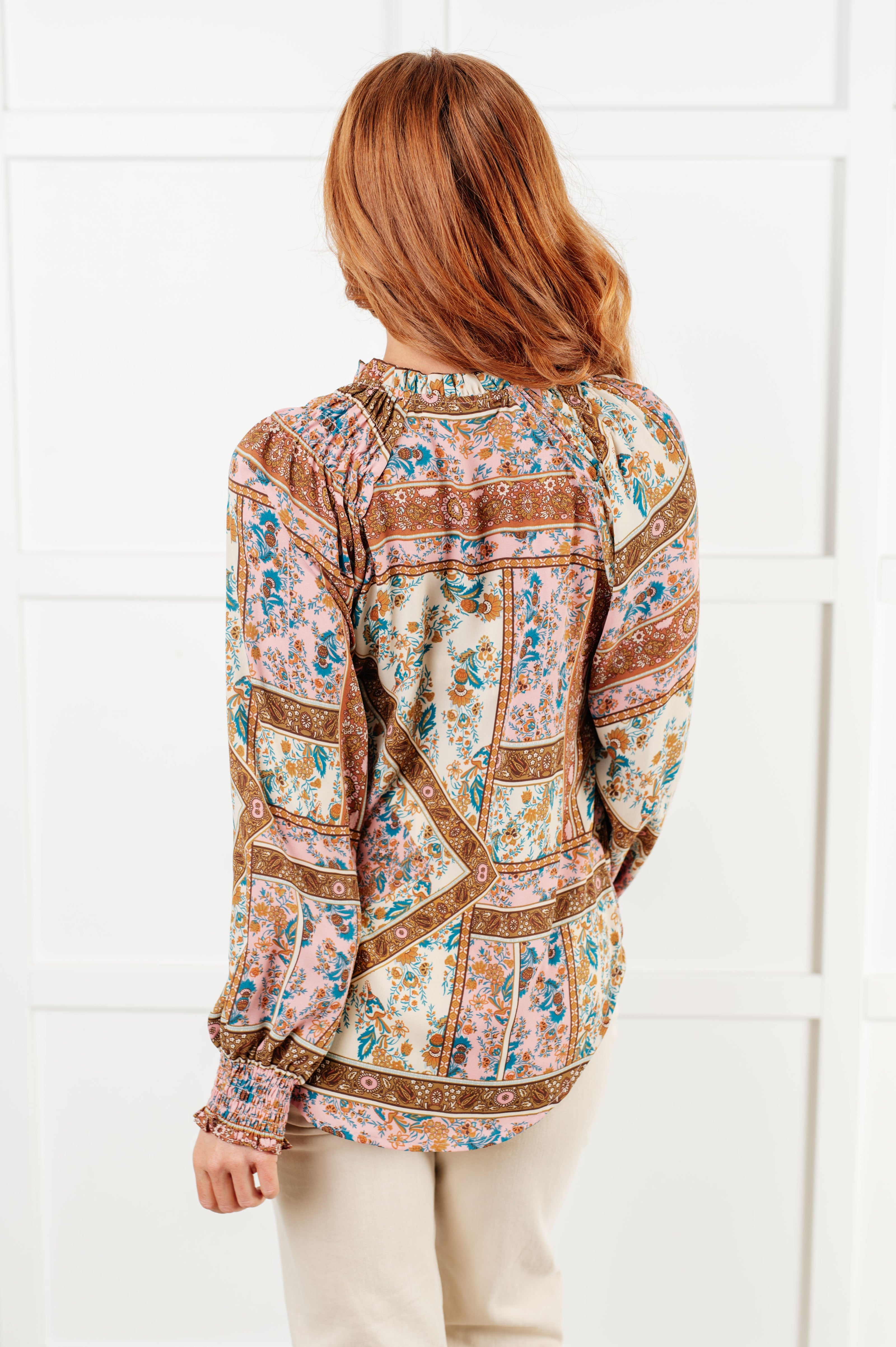 Show and Tell Mixed Print Peasant Blouse-Blouses-Ave Shops-[option4]-[option5]-[option6]-[option7]-[option8]-Shop-Boutique-Clothing-for-Women-Online