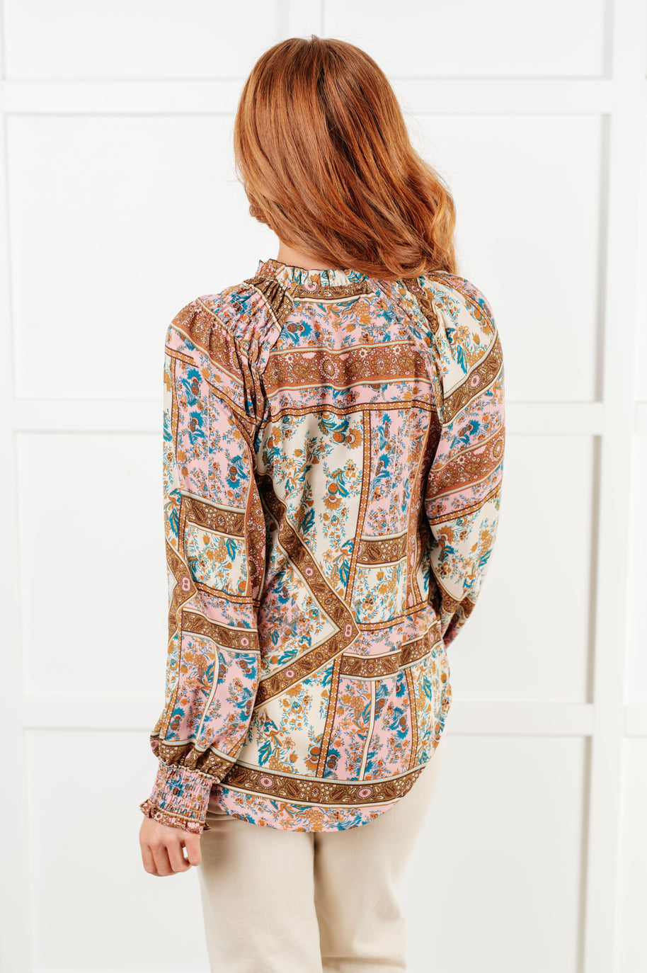 Show and Tell Mixed Print Peasant Blouse-Blouses-Ave Shops-[option4]-[option5]-[option6]-[option7]-[option8]-Shop-Boutique-Clothing-for-Women-Online
