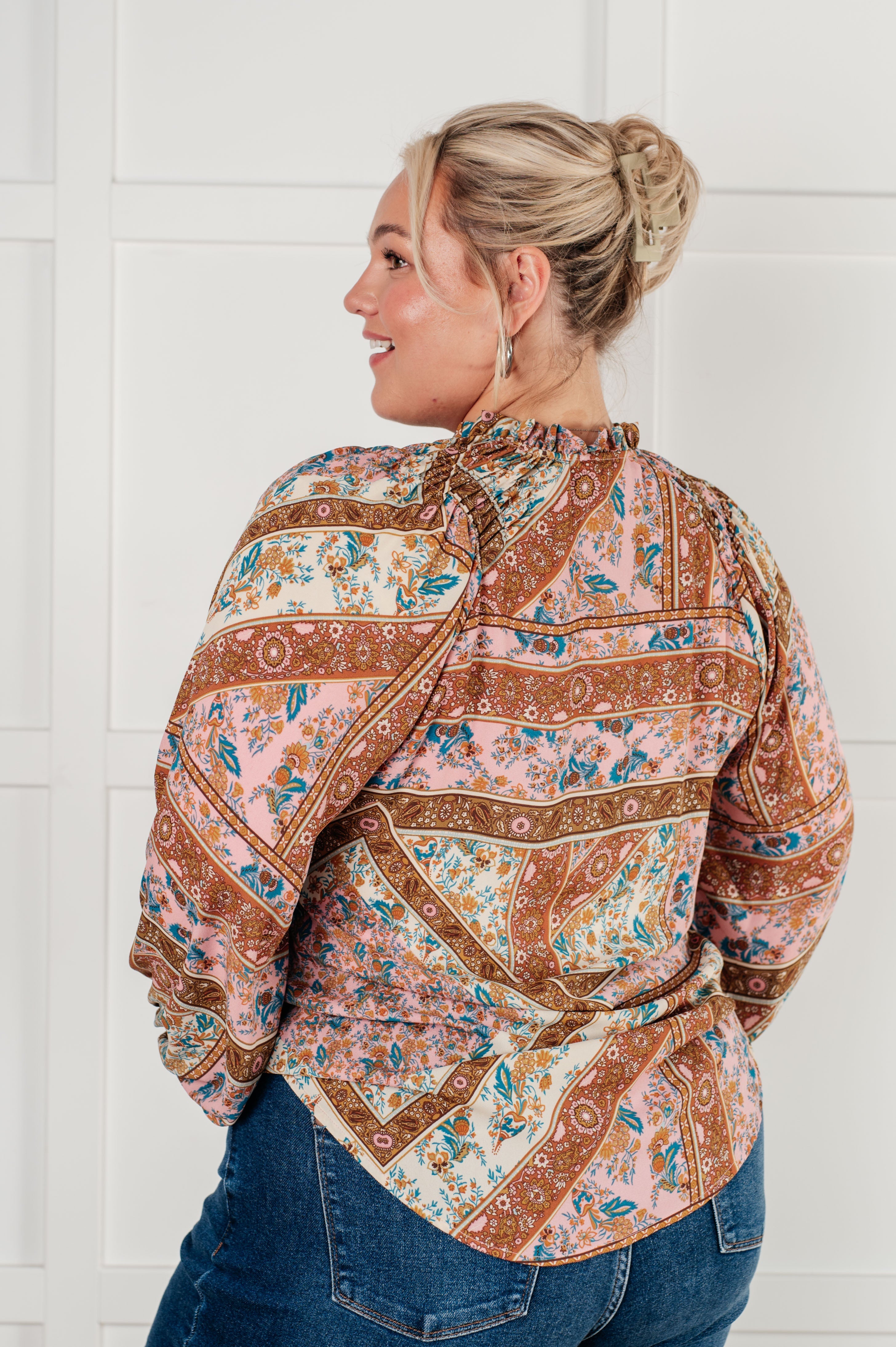 Show and Tell Mixed Print Peasant Blouse-Blouses-Ave Shops-[option4]-[option5]-[option6]-[option7]-[option8]-Shop-Boutique-Clothing-for-Women-Online
