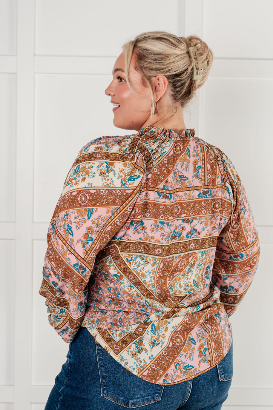 Show and Tell Mixed Print Peasant Blouse-Blouses-Ave Shops-[option4]-[option5]-[option6]-[option7]-[option8]-Shop-Boutique-Clothing-for-Women-Online