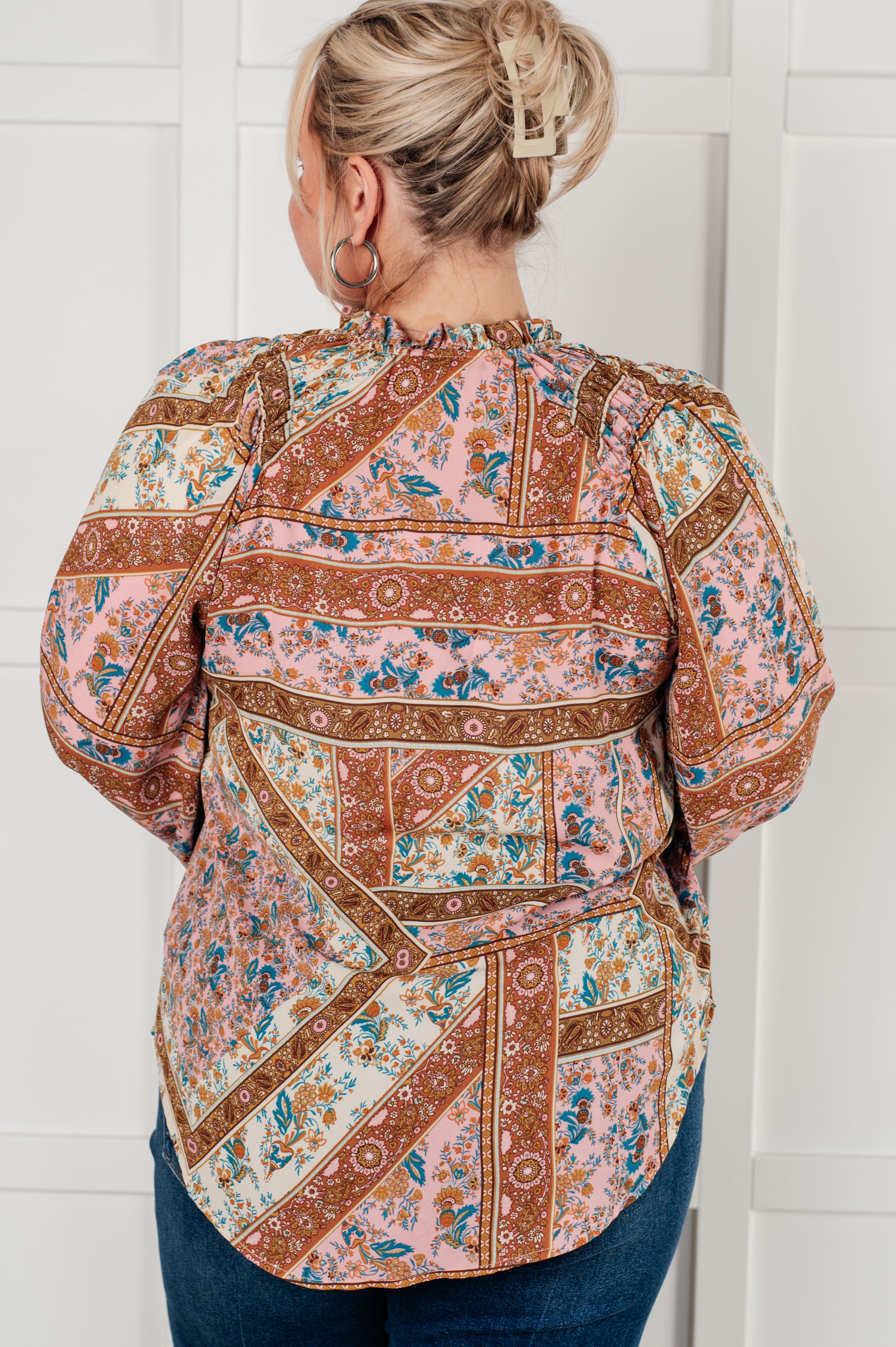 Show and Tell Mixed Print Peasant Blouse-Blouses-Ave Shops-[option4]-[option5]-[option6]-[option7]-[option8]-Shop-Boutique-Clothing-for-Women-Online